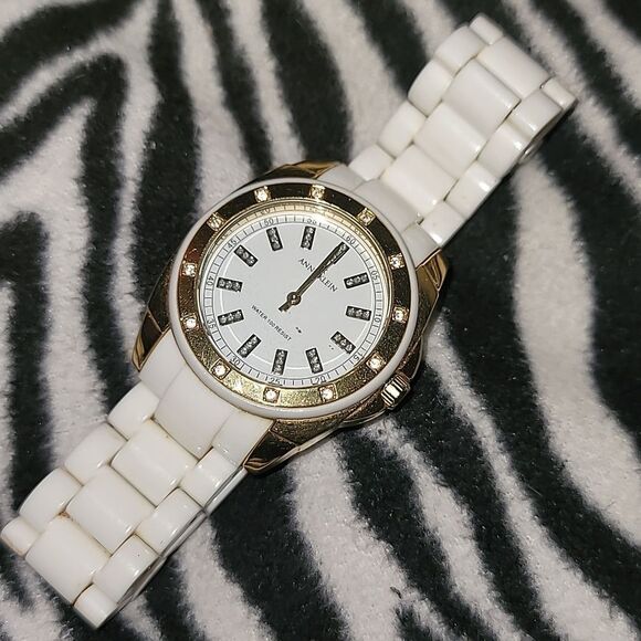 Anne Klein White/Gold Women's Watch 10/9178‎ Y121E Wristwatch Analog Not Ceramic - Picture 1 of 11